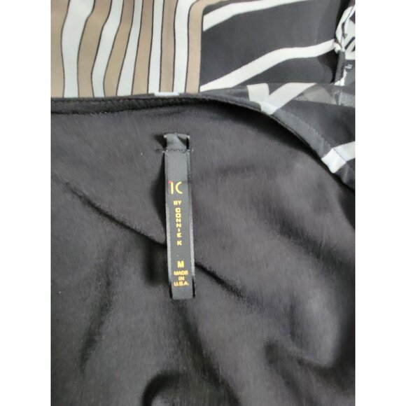 IC by Connie K Womens Black White Mixed Striped Asymmetrical Tunic Top Medium - Picture 3 of 8